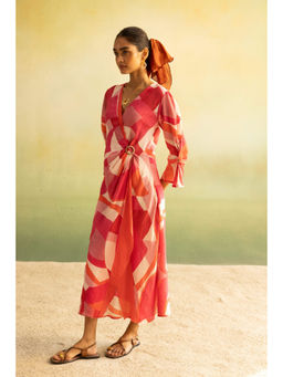 Pallavi Agarwal - Pink Printed Terra Blush Fluid Dress