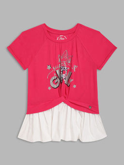 Blue Giraffe - Girls Pink Printed Top