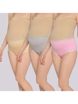 Evamomies - Women Multi-Color High Waist Maternity Panties (Pack Of 3)