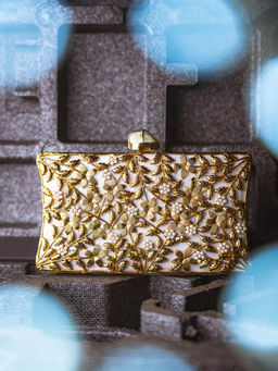 NR by Nidhi Rathi - Embellished Beige Clutch