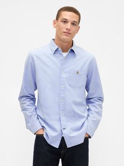 GAP - Men Blue Spread Collar Full Sleeves Shirt