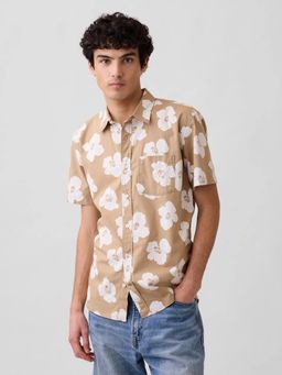 GAP - Men Brown Floral Print Spread Collar Half Sleeves Shirt