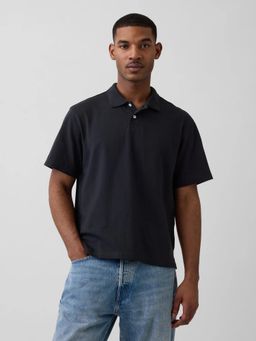 GAP - Black Men Half Sleeves Collar Neck Polo T-Shirt