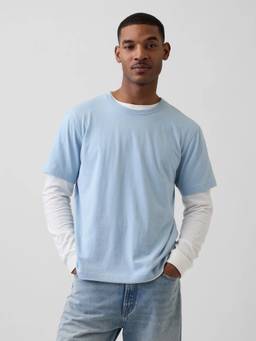 GAP - Blue Men Half Sleeves Round Neck T-Shirt