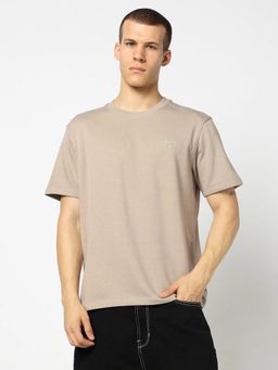 GAP - Brown Men Embroidered Crew Neck Half Sleeves T-Shirt