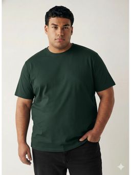 Toodlegram - Green Men Plus Size Solid Cotton Regular Fit Casual Wear T-Shirt