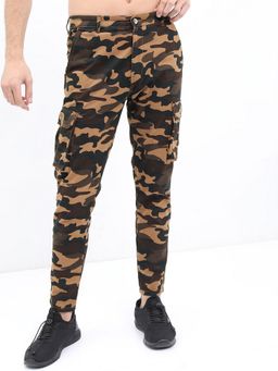 HIGHLANDER - Men Khaki Slim Fit Printed Cotton Lycra Cargo Pant