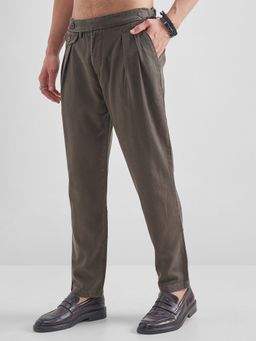 HIGHLANDER - Men Black Relaxed Fit Solid Cotton Blend Trouser