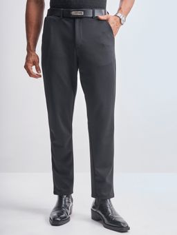 HIGHLANDER - Men Grey Slim Fit Solid Polyester Blend Trouser