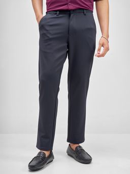HIGHLANDER - Men Navy Blue Slim Fit Solid Polyester Blend Trouser