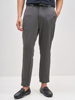 HIGHLANDER - Men Grey Slim Fit Solid Polyester Blend Trouser