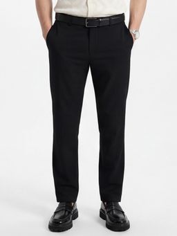 HIGHLANDER - Men Black Slim Fit Solid Polyester Blend Trouser