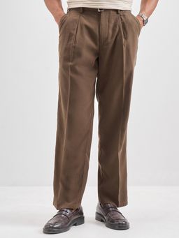 HIGHLANDER - Men Brown Relaxed Fit Solid Polyester Blend Trouser