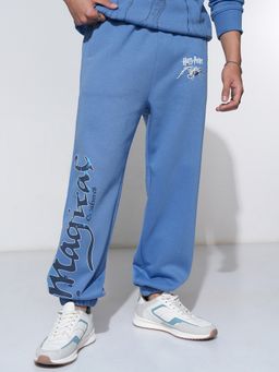 HIGHLANDER - Men Blue Relaxed Fit Typography Cotton Blend Joggers