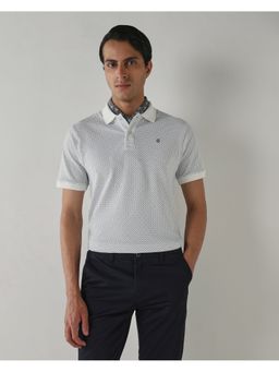 Reid & Taylor - Men White Cotton Collar Neck Polo T-Shirt