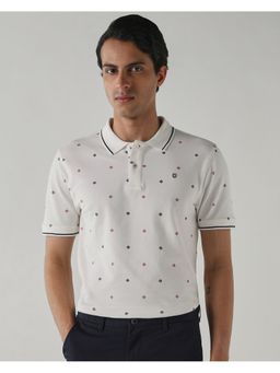 Reid & Taylor - Men White Cotton Collar Neck Polo T-Shirt