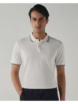 Reid & Taylor - White Men Cotton Collar Neck Polo T-Shirt