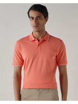 Reid & Taylor - Men Pink Cotton Collar Neck Polo T-Shirt