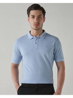 Reid & Taylor - Blue Men Cotton Collar Neck Polo T-Shirt
