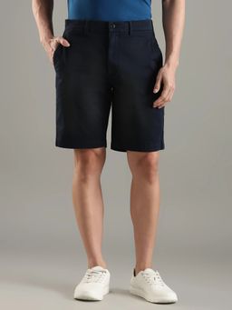 Tommy Hilfiger - Navy Blue Slim Fit Solid Mid Rise Shorts