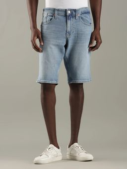 Tommy Hilfiger - Blue Slim Fit Solid Mid Rise Shorts