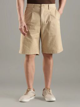 Tommy Hilfiger - Beige Regular Fit Solid Mid Rise Shorts
