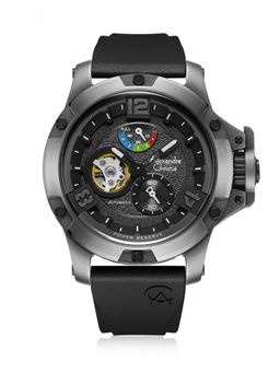 Alexandre Christie - Men Collection Black Dial Rubber Analog Watch - 6295MPRTPBA (M)