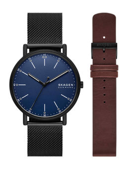 Skagen - Men Signature Blue Dial Stainless Steel Analog Watch With Strap - SKW6933SET (M)
