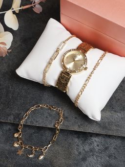 French Connection - Women Gold Dial Stainless Steel Analog Watch With Bracelet - FCB5GM (M) (Set of 4)