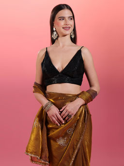 Gajra Gang - Black All Sequins Spaghetti Strap Blouse Trousseau Tijori