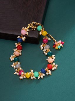 Zaveri Pearls - Multicolor Crystal Beads & Cluster Pearls Traditional Bracelet-ZPFK13677