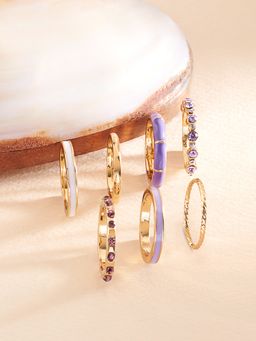 Zaveri Pearls - Set of 7 Purple Contemporary Stackable Rings-ZPFK13635