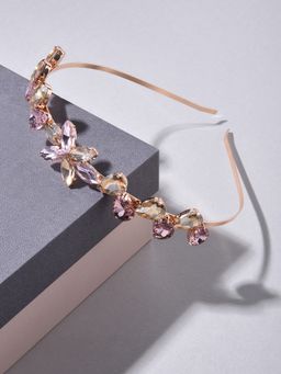 Zaveri Pearls - Pink Rhinestones Embellished Contemporary Hair Band-ZPFK14502