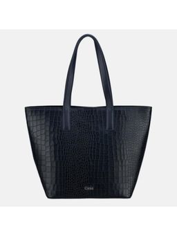 Gioia - Navy Blue Renata Large Croc Classic Leather Tote Bag