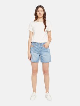 Levi's - Women Mid Rise Light-Blue Straight Fit Shorts