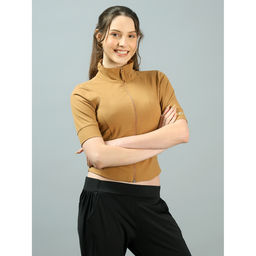 RYZ - Women Enhance Elbow Half Sleeves Jacket Tan