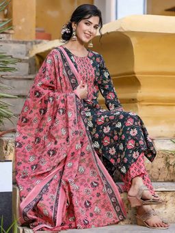 Vaamsi - Cotton Blend Printed Kurta Pant Dupatta (Set of 3)