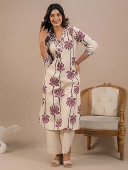 Readiprint - Straight Style Cotton Flex Fabric Maroon Kurta With Pant (Set of 2)