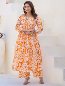 Readiprint - A Line Style Cotton Fabric Orange Kurta And Palazzo (Set of 2)