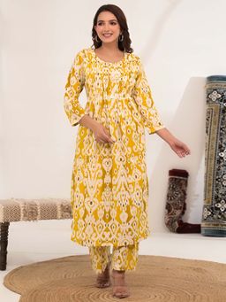 Readiprint - A Line Style Cotton Fabric Yellow Kurta And Palazzo (Set of 2)