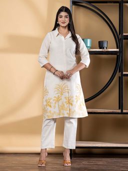 Readiprint - A Line Style Cotton Flex Fabric Yellow Kurta With Pant (Set of 2)