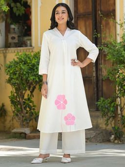 Readiprint - A Line Style Cotton Fabric Off White Kurta And Palazzo (Set of 2)