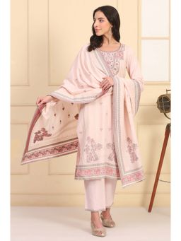Aurelia - Pink Cotton Blend Embroidered Kurta with Pant and Dupatta (Set of 3)
