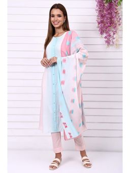 Aurelia - Pink Cotton Blend Ombre Kurta with Pant and Dupatta (Set of 3)