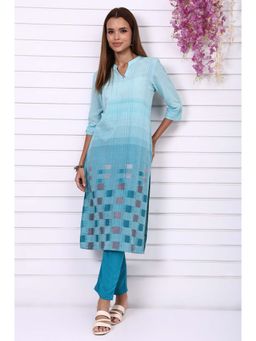 Aurelia - Blue Viscose Ombre Kurta with Pant (Set of 2)