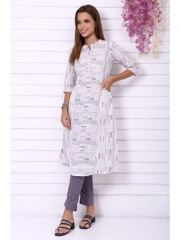 Aurelia - Grey Viscose Printed Kurta with Pant (Set of 2)
