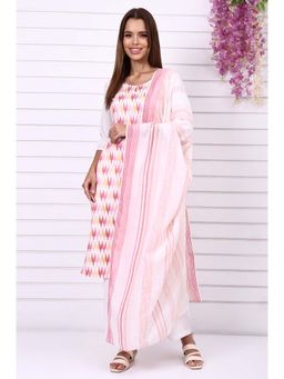 Aurelia - Pink Cotton Blend Printed Kurta with Pant and Dupatta (Set of 3)