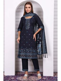 Aurelia - Blue Polyester Blend Printed Kurta with Pant and Dupatta (Set of 3)