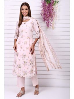 Aurelia - Pink Viscose Embroidered Kurta with Pant and Dupatta (Set of 3)
