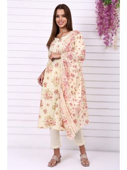 Aurelia - Yellow Pure Cotton Embroidered Kurta with Pant and Dupatta (Set of 3)